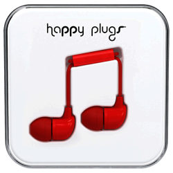 Happy Plugs In-Ear Headphones with Mic/Remote Red